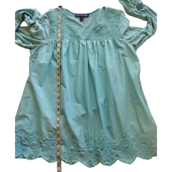 Gloria Vanderbilt Top Womens Medium Dual Sided Tab Sleeves Embroidered Hem - Picture 6 of 13